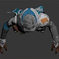 3D Character With Gray Hair White Blue Outfit Silver Shoulder Armor And Blue Boots