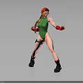 Dynamic Female Character In Green Bodysuit With Red Hat Gloves And Black Boots Pose