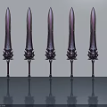 Five Purple Decorative Hinged Doors Arranged With Gray Background And Reflections