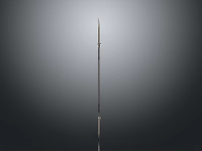 Classic Spear Design With Metal Spearhead Long Shaft And Ornate Details 3d model
