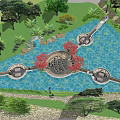 Waterfront Landscape Design With Lakeside Walkways Greenery And Circular Rest Areas