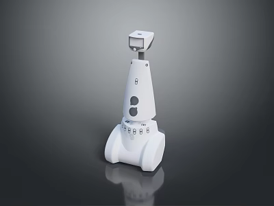 White Robot Character With Square Head Digital Display And Robotic Legs In Game And Movie 3d model