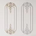 Elegant Ornate Decorative Carvings on Gold and White Rectangular Panels Design Art