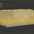 Worn Concrete Block With Yellow Stripe And Rough Surface On Reflective Background 3d model