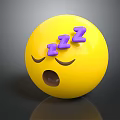Yellow Emoji Style Decorative Ornament Set with Closed Eyes Open Mouth and Purple ZZZ Symbols