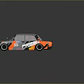 Gray And Orange Modified Race Car With Number 55 Stickers And Racing Livery