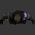 Detailed 3D Cyberpunk Character Model With Blue Jacket Mechanical Arm And Braided Hair