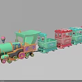 Colorful Playground Equipment Toy Train with Cartoon Engine and Multiple Colored Carriages for Kids