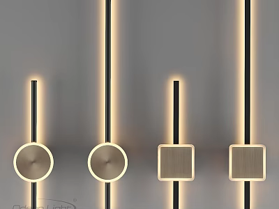 Modern Wall Lights With Round Square Geometric Shapes And Sleek Metal Frame LED Glow 3d model