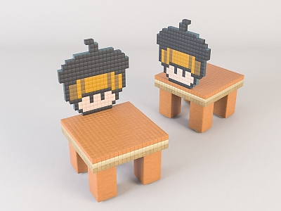 Modern Children's Chair Children's Cartoon Wooden Stool 3d model