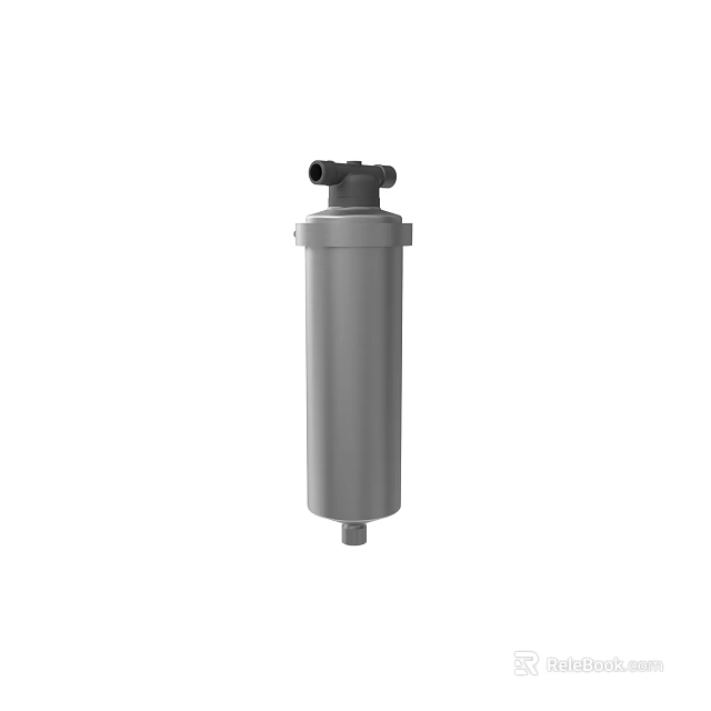 Stainless Steel Cylindrical Industrial Filter Device With Top And Bottom Connections 3d model 