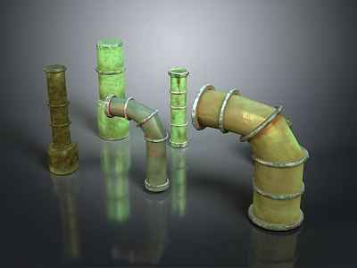 Industrial Pipe Light Fixture Combination With Curved And Straight Designs 3d model