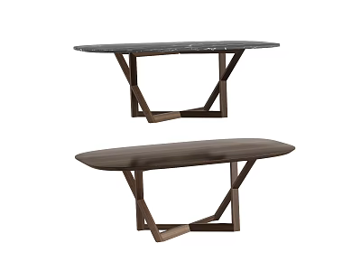 Modern Dining Tables With Marble And Wooden Tops And Geometric Legs Design 3d model
