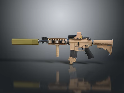 Modern Tan Tactical Rifle With Detachable Magazine Scope Mount And Ergonomic Grip 3d model