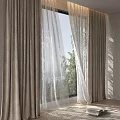 Elegant Double Layer Beige Curtains With Sheer Voile For Natural Light In Modern Interior