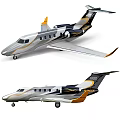 Sleek Private Jet Exterior With Silver Black And Orange Accent Design