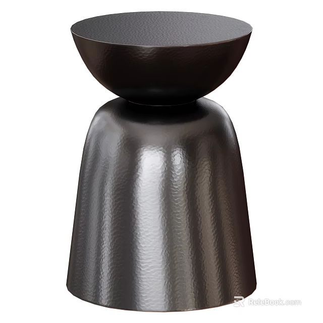 Stylish Black Side Table With Unique Textured Metal Base And Modern Minimalist Design 3d model 