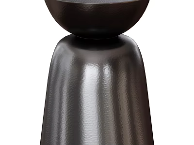 Stylish Black Side Table With Unique Textured Metal Base And Modern Minimalist Design 3d model