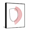 Abstract Painting With Modern Minimal Design Pink Color Block And Black Contour Line Wall Art