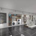 Modern Specialty Store Interior With Bright Lighting Appliance Displays And Shelves