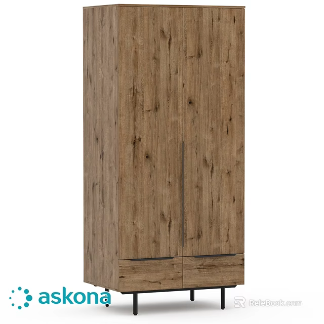 Natural Wood Grain Chest of Drawers with Modern Simple Design 3d model 