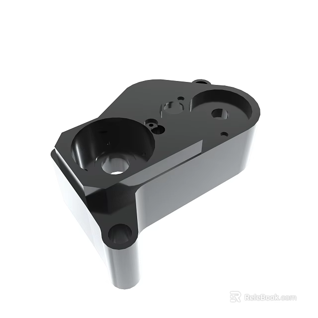 Black Industrial Precision Engineered Metal Mechanical Part With Holes And Structural Design 3d model