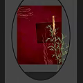Modern Abstract Painting With Red Background And Curved Lines For Interior Decor