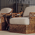 New Chinese Style Casual Sofa Combination Rattan Chair Coffee Table Combination 3d model