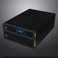 Professional Black Modern Electronic Server Device With Digital Display And Ventilation Grilles