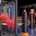 Graffiti Decorated Indoor Activity Space With Colorful Pillars Wooden Platform And Cartoon Wall Art