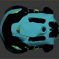 Modern Tech Inspired Combat Weapon Helmet Featuring Neon Green Lights And Futuristic Design Details