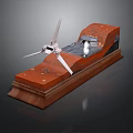 Character And Creature On Mechanical Propeller Model With Orange Base Structure