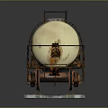 Rusty Tank Car With Metal Ladder And Platform On Railway Tracks