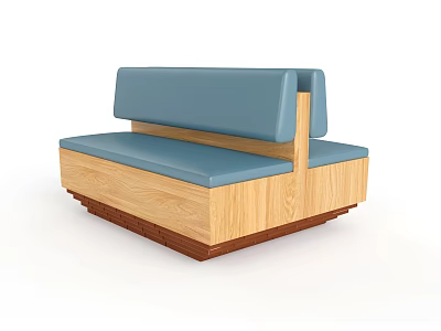 Modern Irregular Shaped Sofa With Blue Cushion And Wooden Base 3d model