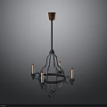 Classic Iron Chandelier With Wooden Top And Candle Shaped Lights