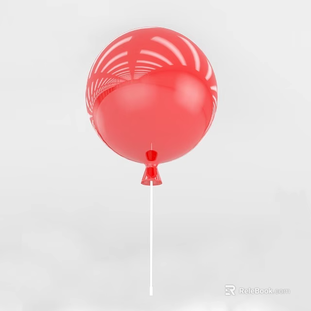 Red Balloon Sculpture Carving With White Stripes Red Valve And White String 3d model 