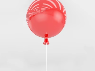 Red Balloon Sculpture Carving With White Stripes Red Valve And White String 3d model