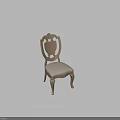 Elegant Light Colored European Style Dining Chair With Carved Details And Upholstered Seat