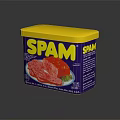 SPAM Canned Meat Product With Yellow Lid And Blue Can Design