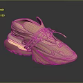 Pink Sport Shoes With Laces And Unique Thick Sole Design