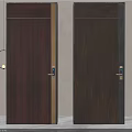 Interior Swing Doors With Dark Red And Brown Wooden Texture And Metal Handles