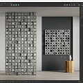 Modern cement brick partition hollow cement brick partition shaped brick partition 3d model