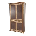 Ornate Wooden Wardrobe With Gold Trim Double Doors And Storage Drawers