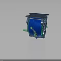 Durable Hardware Tool Hose Reel With Blue Hose Green Components And Metal Frame