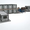 Construction Site With Container Modular Buildings Temporary Facilities And Equipment Setup 3d model