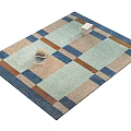 Square Rug With Multicolor Geometric Square Pattern Light Green Brown Blue Beige 3d model