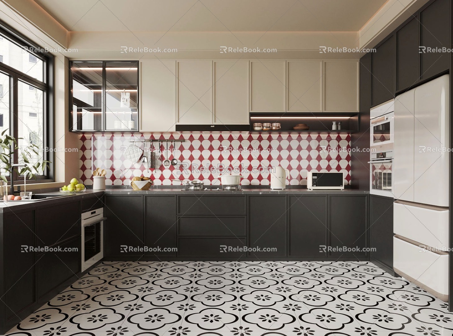 French Middle Style Kitchen 3d model