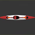 Single Person Red And White Kayak Watercraft With Orange Paddles Streamlined Design