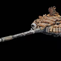 Rusted Tank Weapon Components With Metal Armor Bricks And Mechanical Parts 3d model