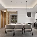 Modern Living and Dining Room Interior with Sofa Armchair Dining Table TV and Floor Lamp